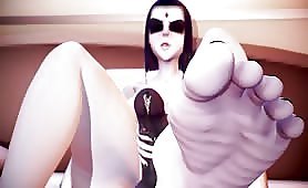 Sb Raven Handjob, monstrous black Pierced cock White Masked transexual 3d Animation