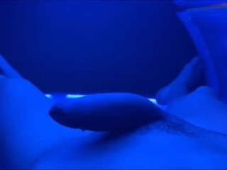 tranny throbs dick and cums hands-free in tanning bed (Dirty talk in DMs check my turn-ons)!